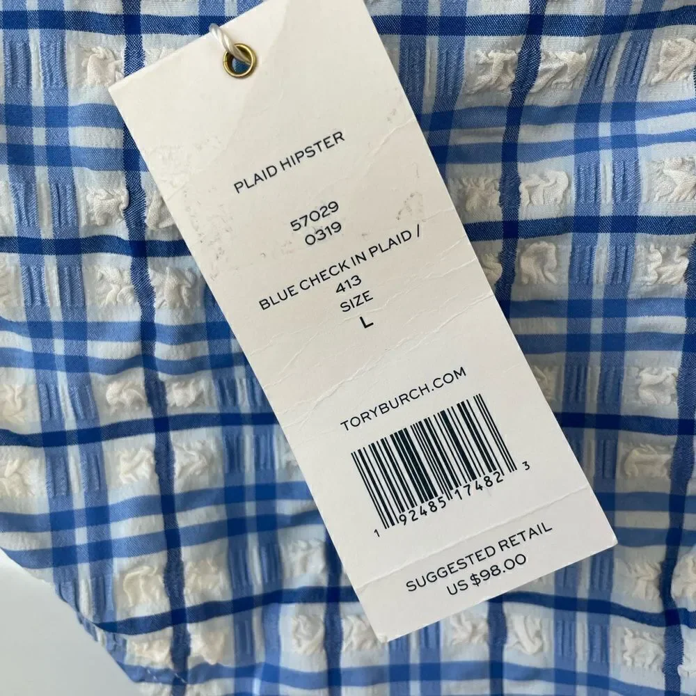 NWT Trey Burch Plaid Hipster Bikini Bottoms Size L